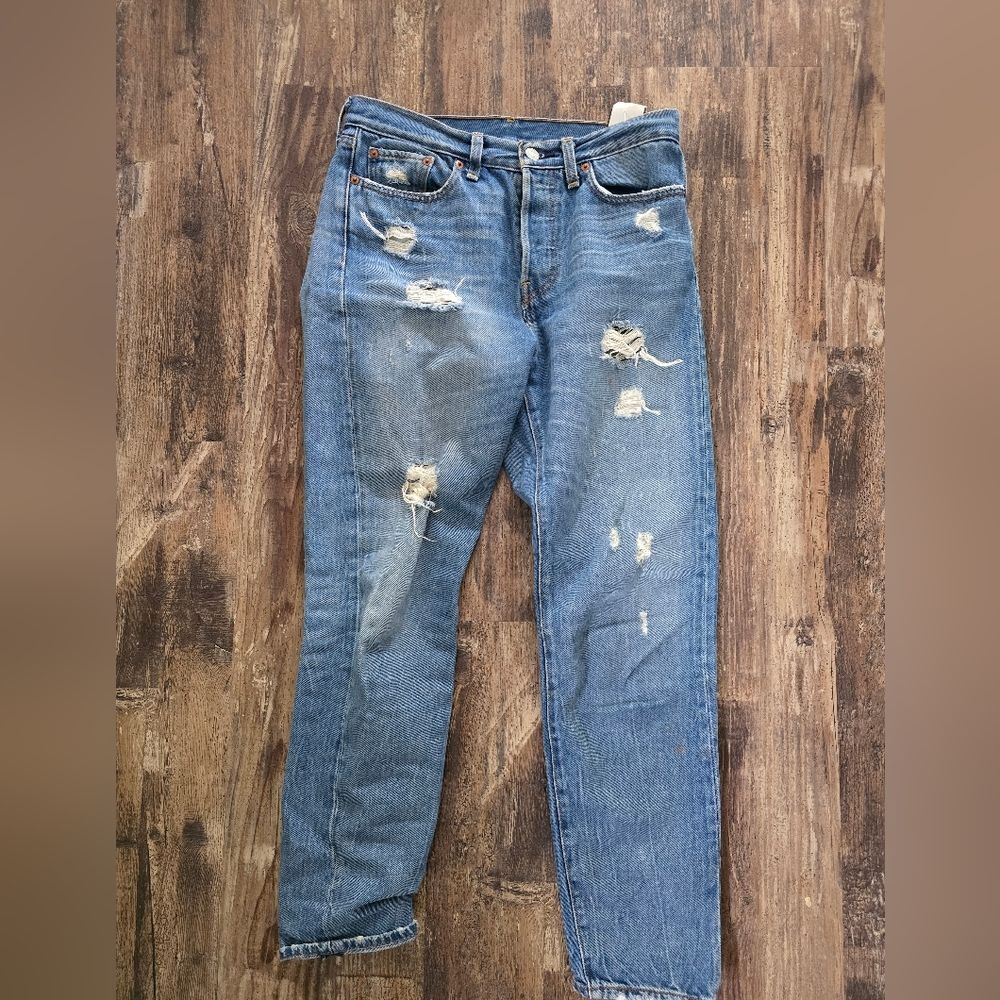 Levis Original High Rise Straight Leg Button Fly Jean Sz 27